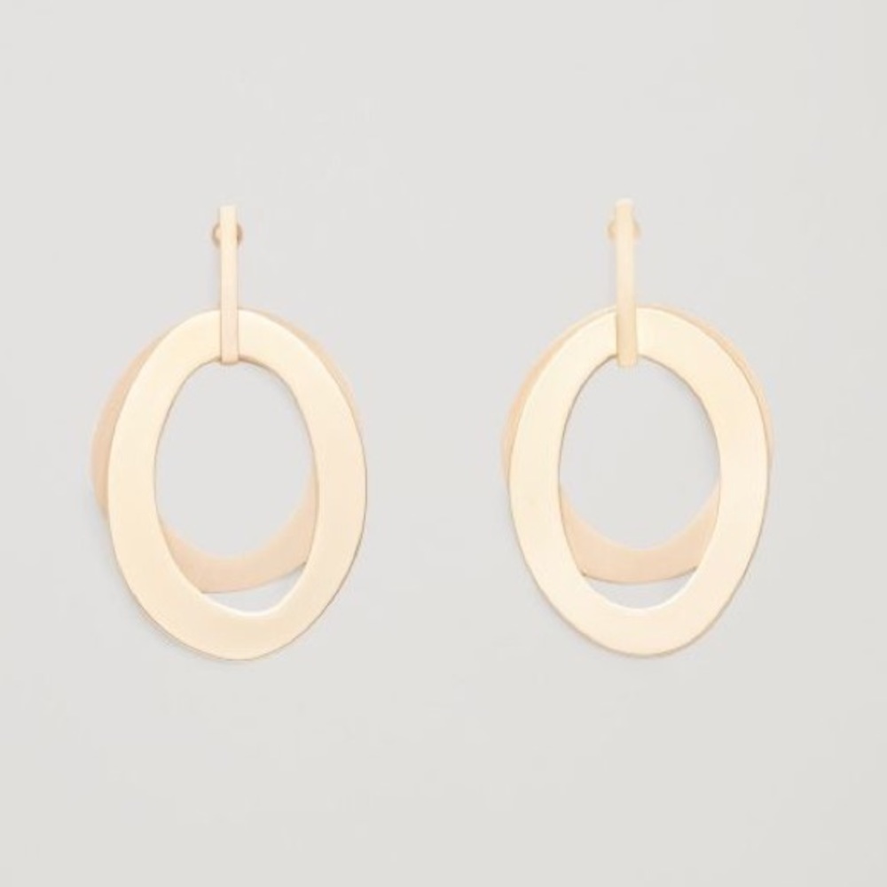 COS Gold Layered Metal Hoop Earrings